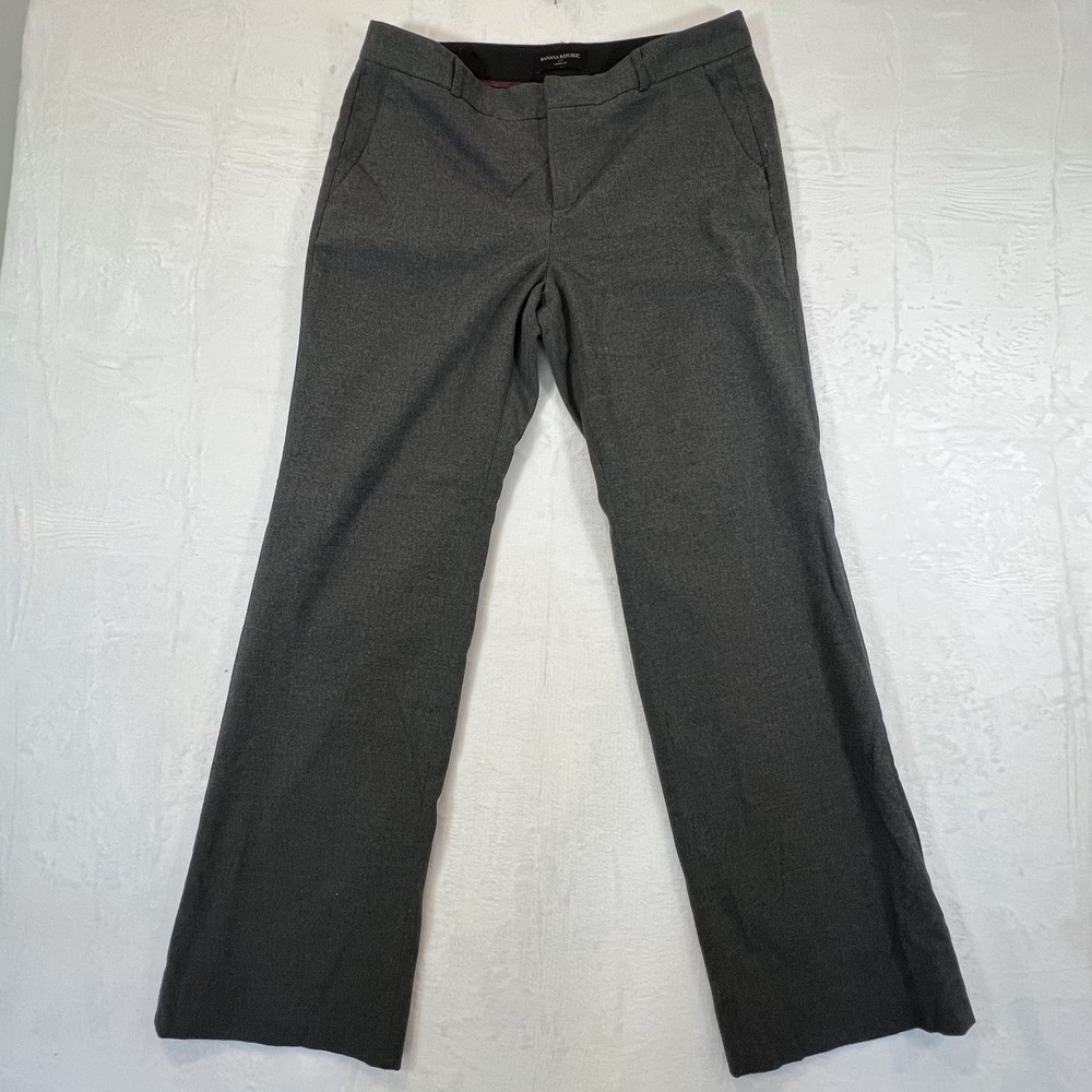 BANANA REPUBLIC Trousers‎ Martin Fit Wide Leg Lined Size 12 Dress Pants Gray